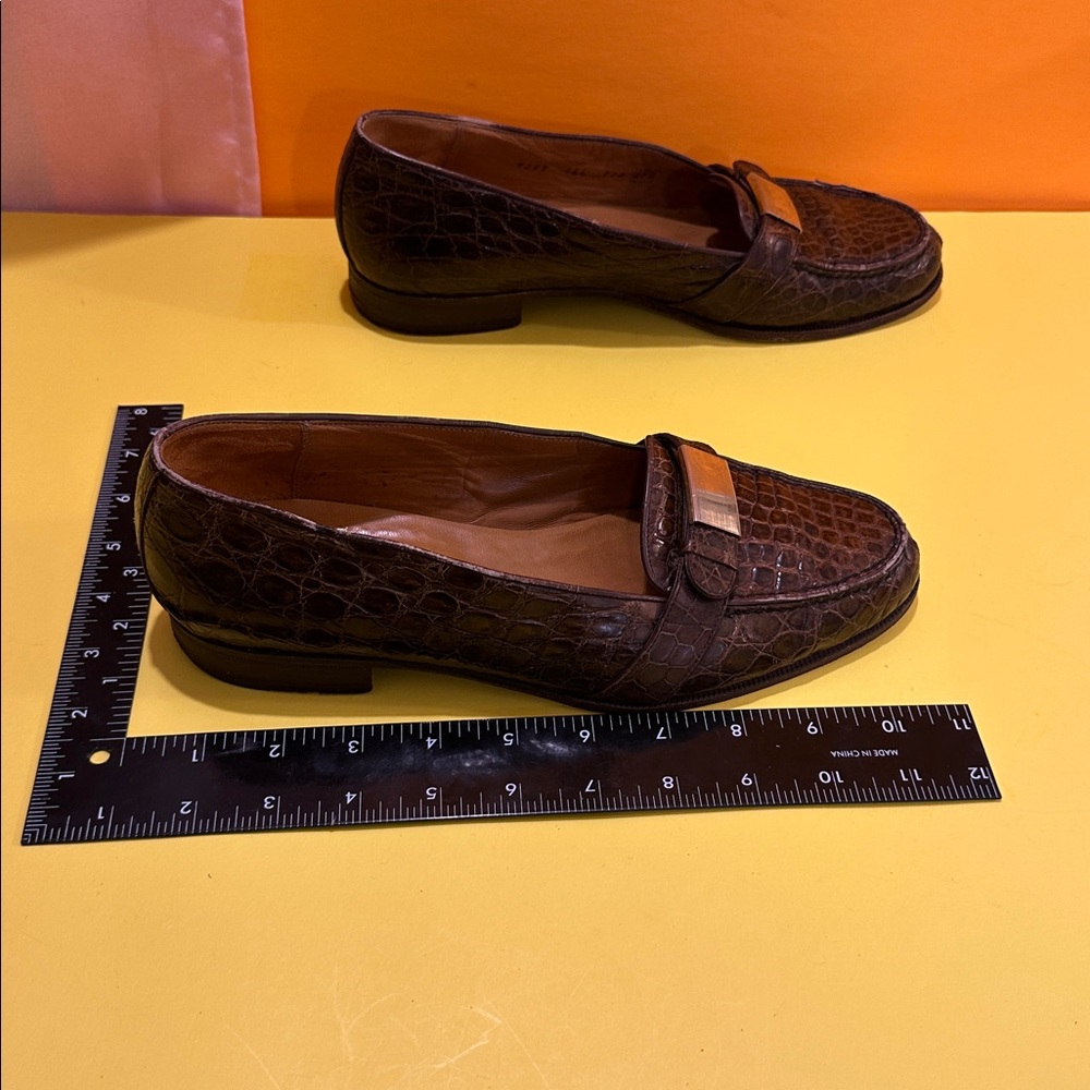 Polo Ralph Lauren Dark Brown Crocodile Pattern Loafers - Picture 16 of 16